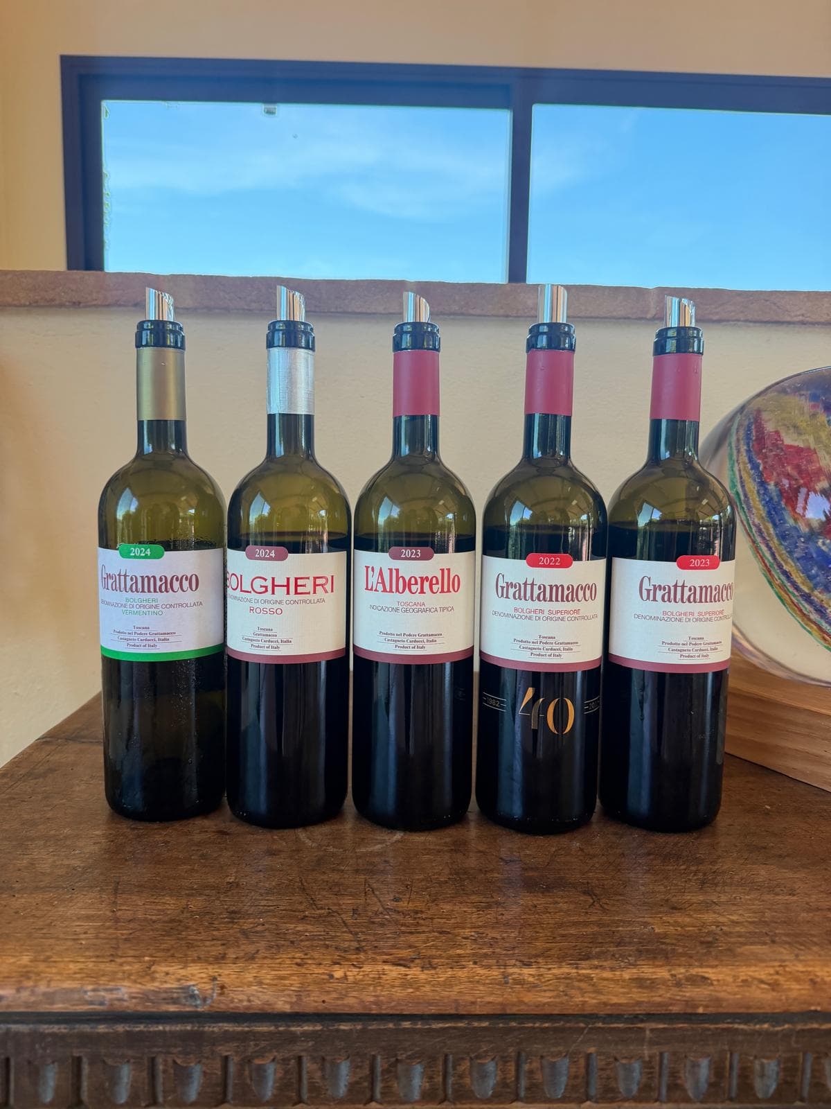 Grattamacco's lineup, from the Bianco to the Bolgheri Superiore