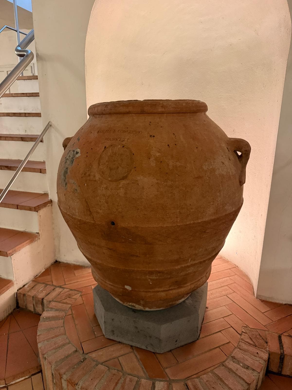 A terracotta jar at Fontodi. The Manettis have made terracotta since 1650.